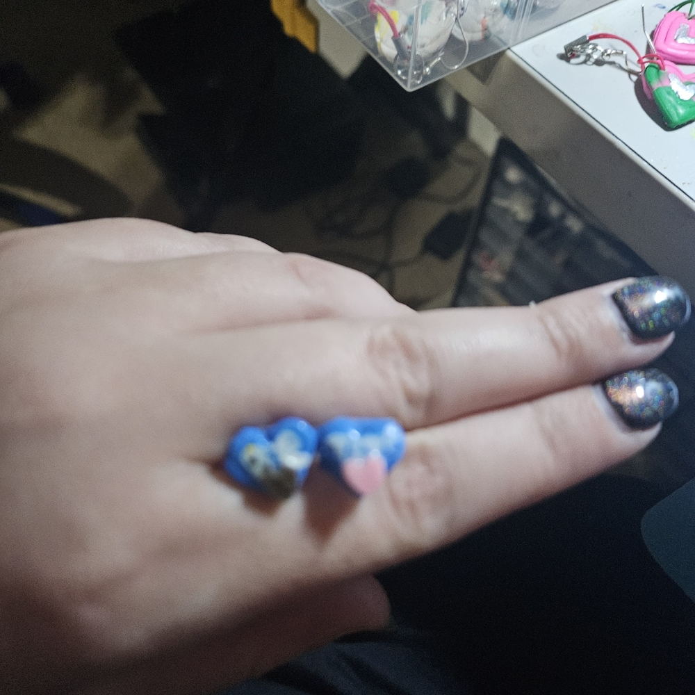 Blue Heart Double Ring Set